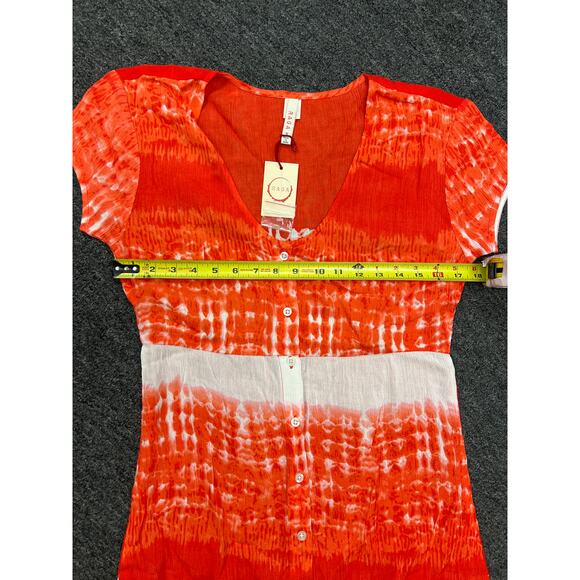 NWT Raga Womens Orange Tie Dye Button Down V-Neck Maxi Shift Dress Size S - Picture 6 of 10